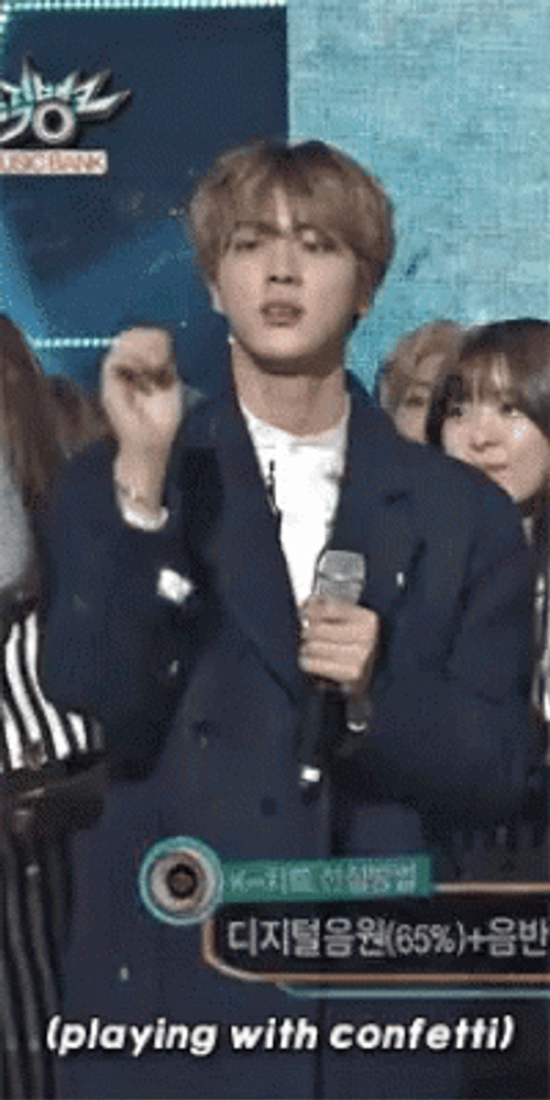 Seok Jin Playing Confetti GIF