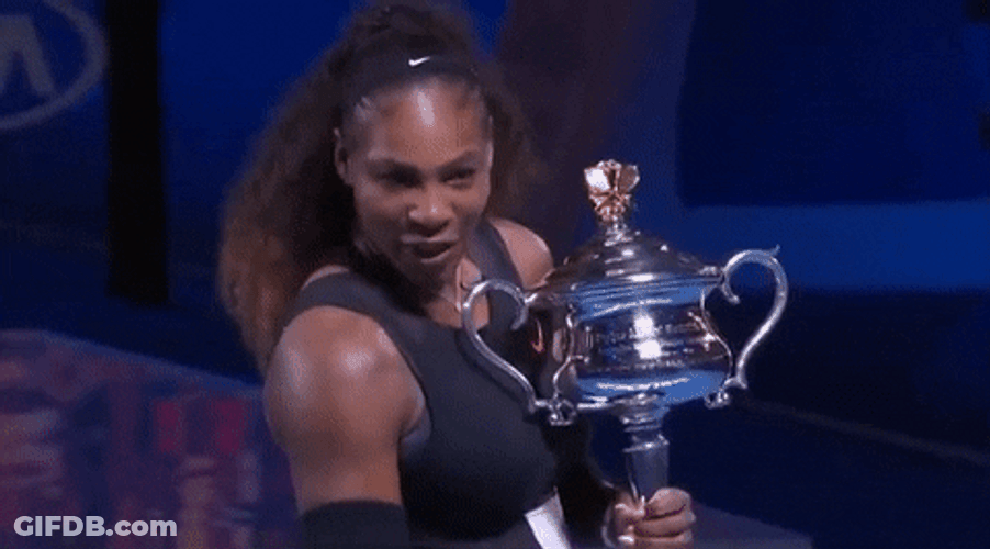 Serena Williams Won A Trophy GIF