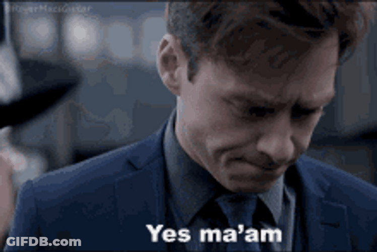 Serious Guy Wearing Suit Yes Ma'am GIF
