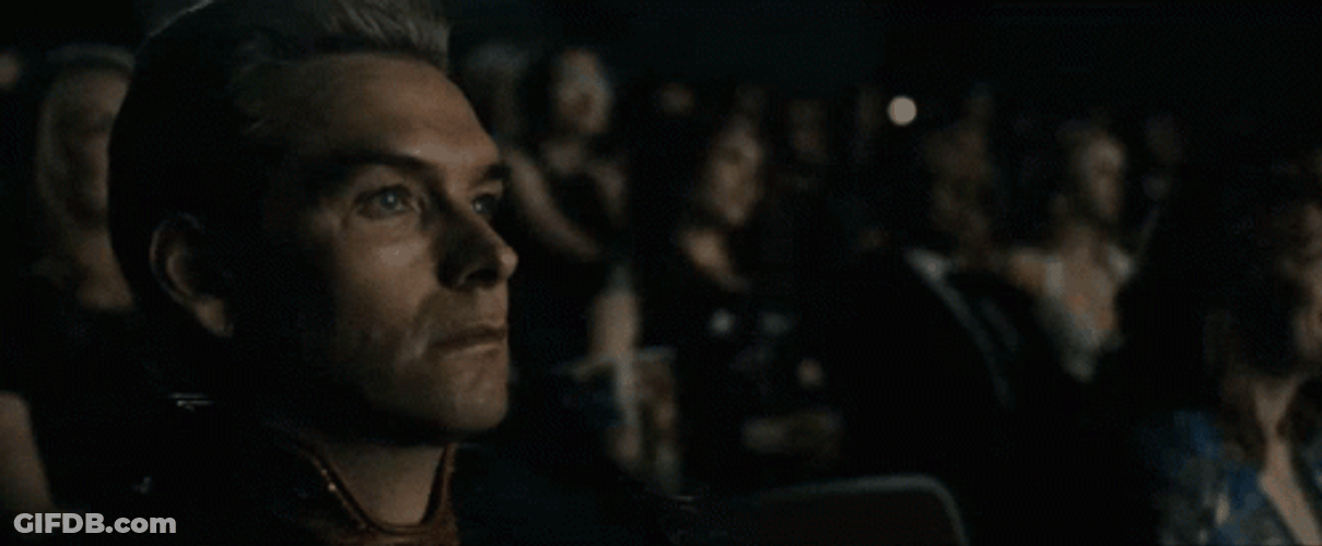 Serious Homelander Watching Movie GIF