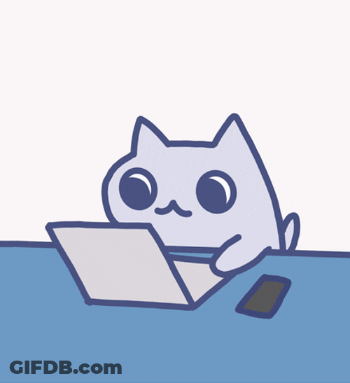 Serious Purple Typing Cat GIF