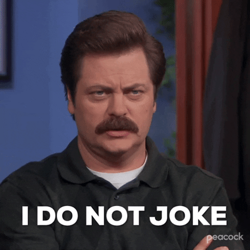 Serious Ron Swanson No Joke Furrowed Brows GIF