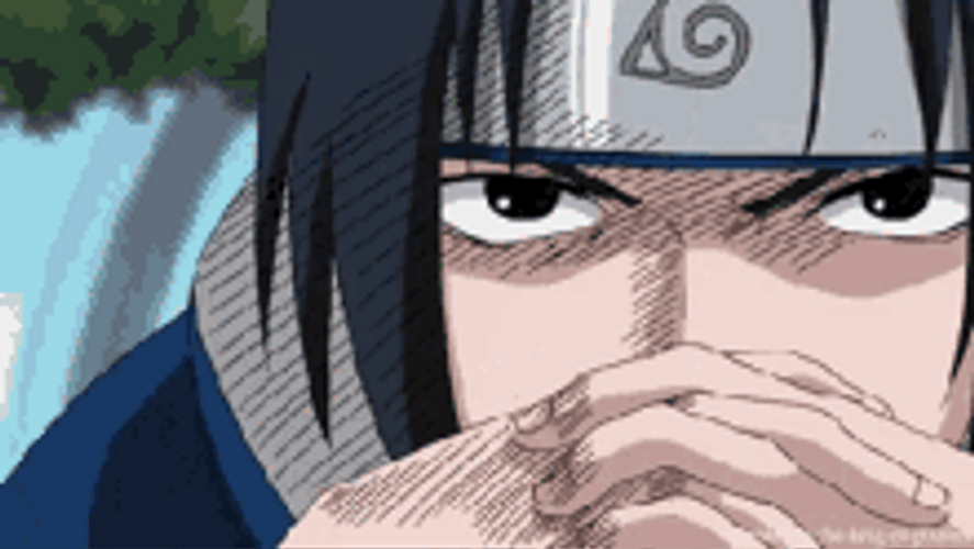 Serious Sasuke Sharingan Contemplating Anime Meme GIF
