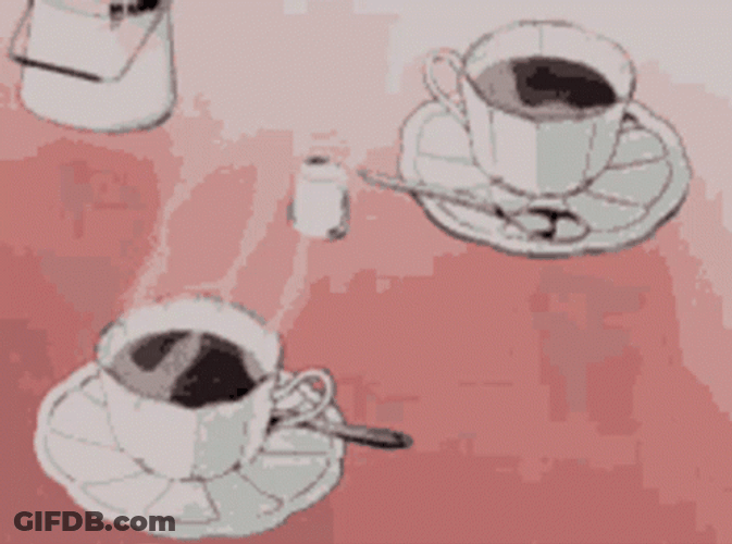 Serving Two Hot Coffees Anime Aesthetic GIF