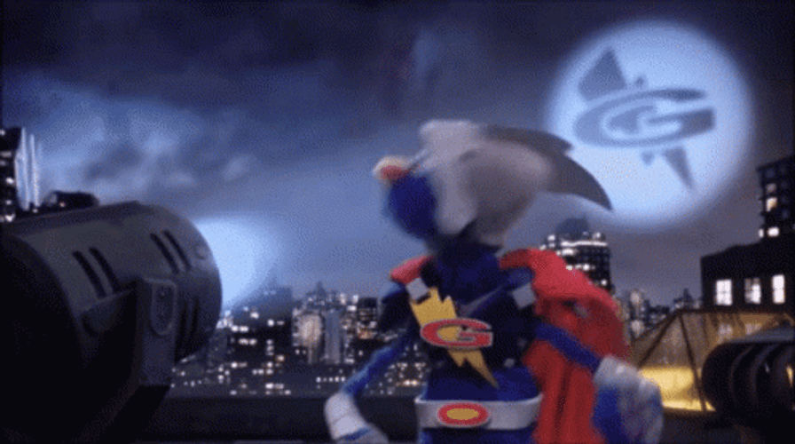 Sesame Street Bat Signal Super Grover GIF