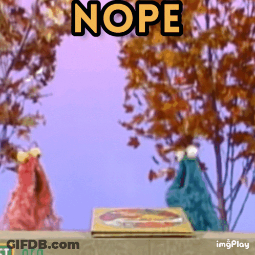 Sesame Street Characters Elmo And Elmo Are Standing In Front Of A Book That Says Nope GIF