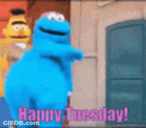 Sesame Street Characters Happy Tuesday GIF
