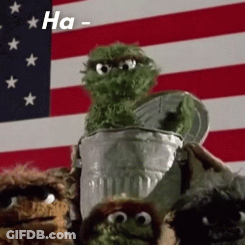 Sesame Street Characters In Front Of American Flag GIF