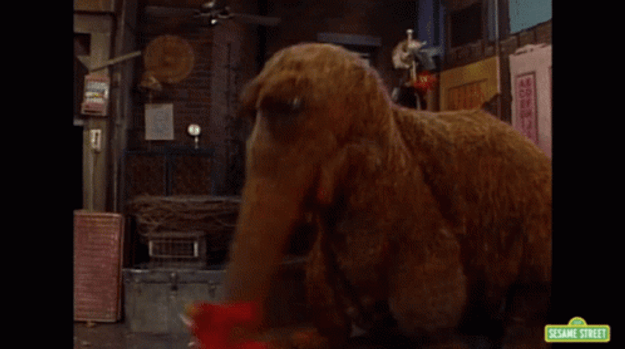 Sesame Street Elmo Snuffy Swinging His Trunk GIF
