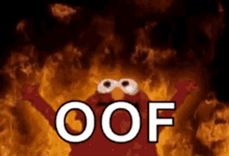 Sesame Street Muppet Monster Elmo Flaming Oof Meme GIF