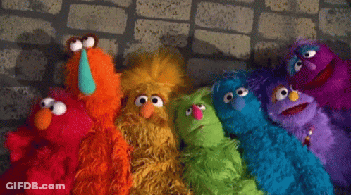 Sesame Street Puppets Standing Together GIF