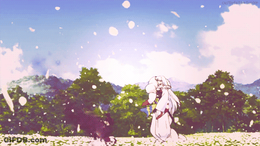 Sesshomaru Looking At Kagura Dying GIF