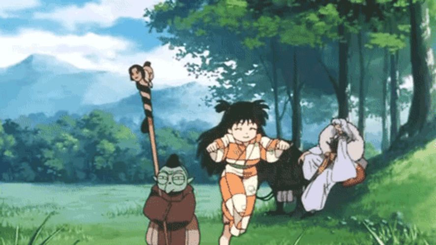 Sesshomaru Watching Rin And Jacken Play GIF