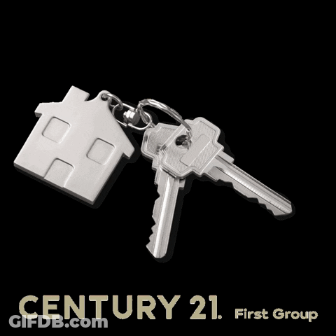 Set Of Keys With House Keychain Saying Closing Day GIF