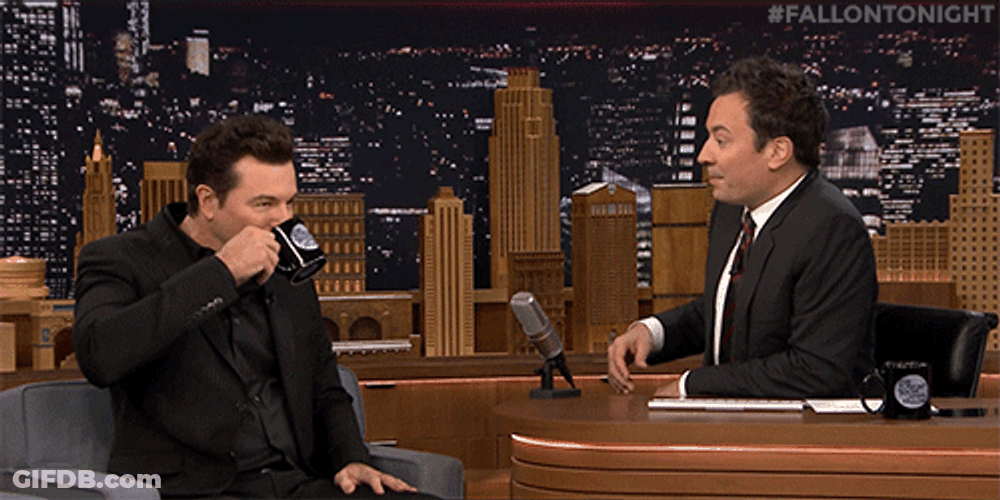 Seth Macfarlane Jimmy Fallon Spit Take GIF