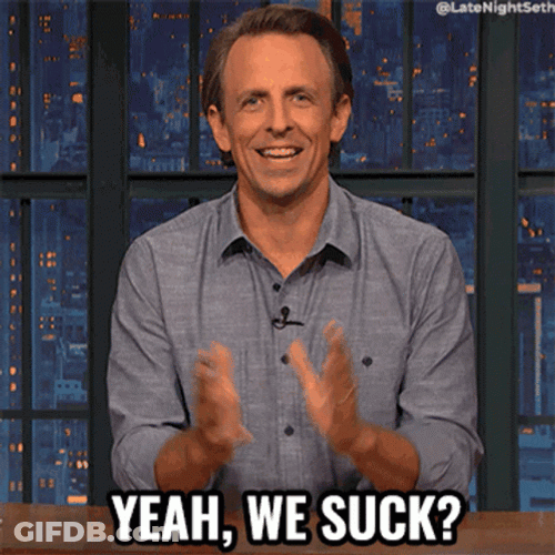 Seth Mayers We Suck Clapping GIF