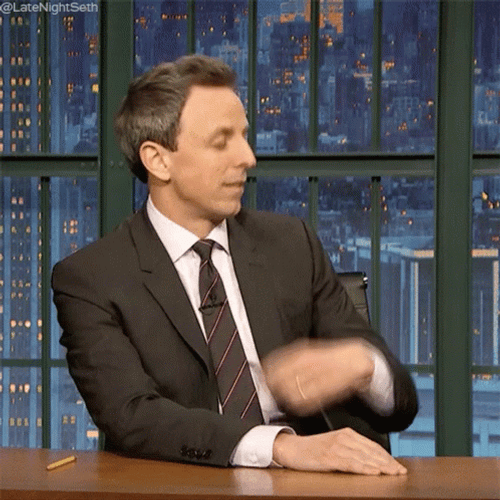 Seth Meyer Speed Up Check Watch Gesture GIF