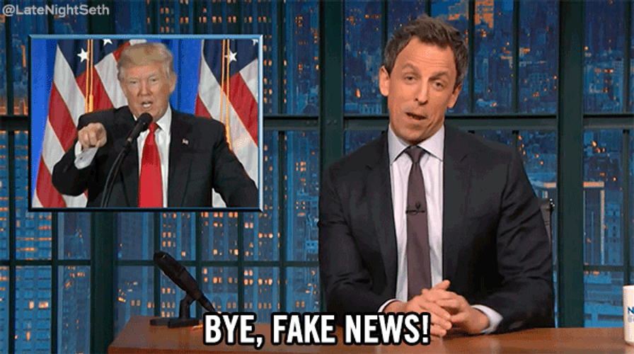 Seth Meyers Goodbye Fake News GIF