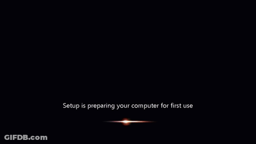 Setup Is Preparing Your Computer For First Use Written On A Black Screen GIF