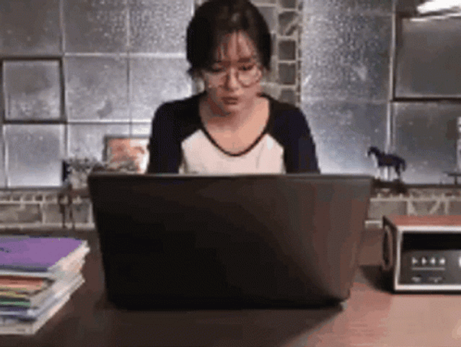 Seulgi Focused Searching Laptop GIF