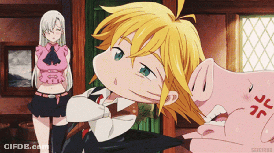 Seven Deadly Sins Hawk Pulls Meliodas GIF