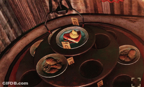 Several Plates Of Food Are On A Table And One Of Them Has A Price Tag That Says 300 GIF