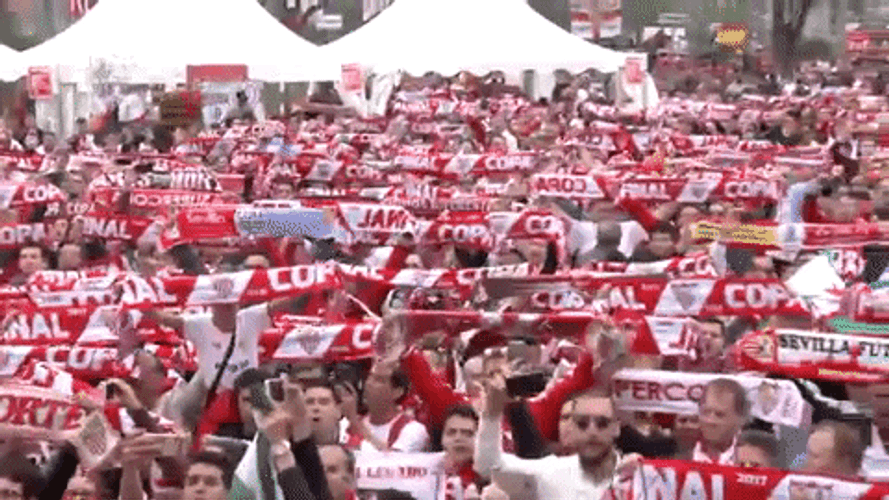 Sevilla Fc Crowd Banners GIF