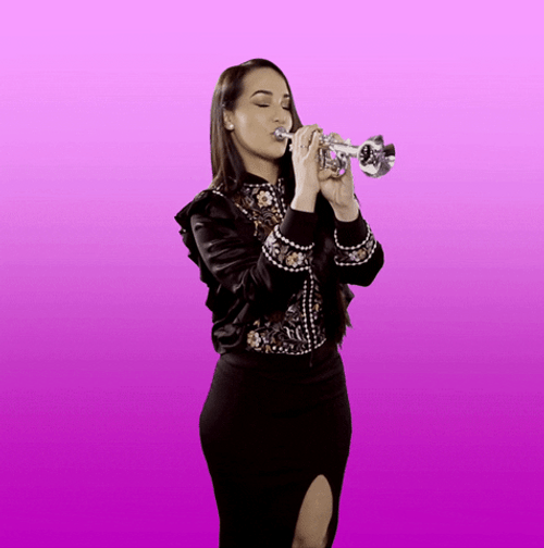 Sexy Attractive Lady Playing Bugle GIF