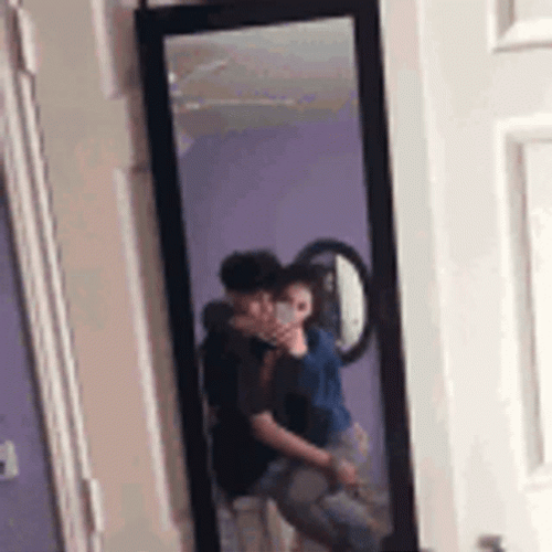Sexy Couple Mirror Selfie Hug GIF