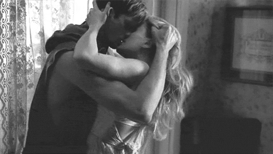 Sexy Couple Monochromatic Kisses GIF