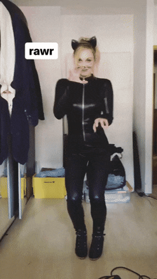Sexy Girl In Leather Attire Rawr GIF