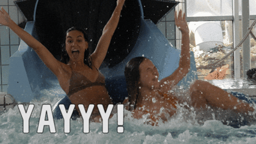 Sexy Ladies Enjoying Waterslide Yay GIF
