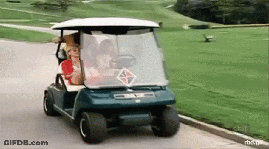 Sexy Ladies Golf Buggy Mishap GIF