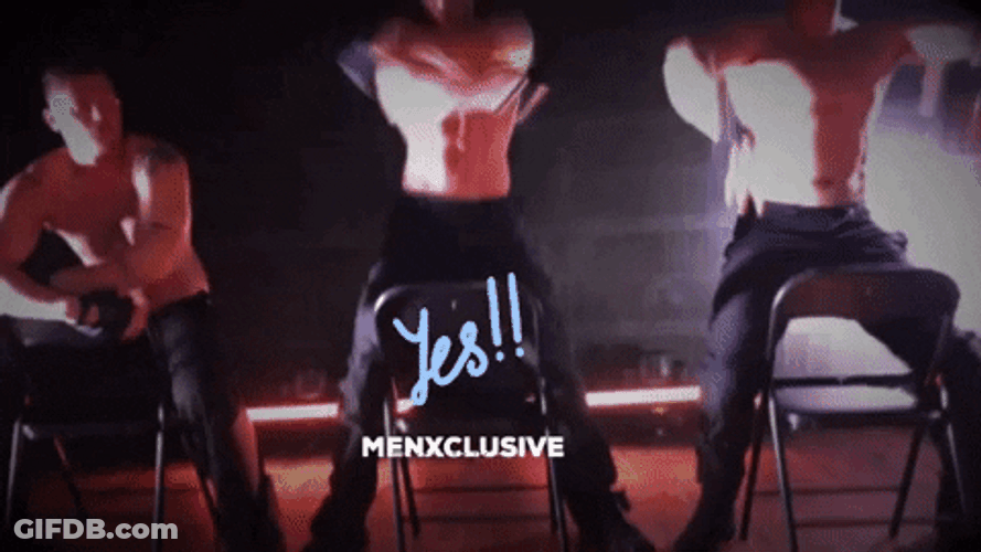 Sexy Muscled Happy Birthday Man Topless Flexing GIF