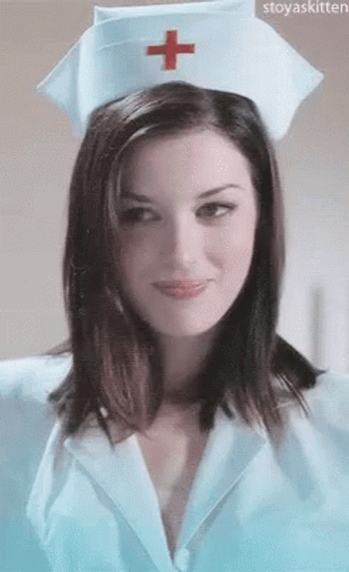 Sexy Pornographic Actress Stoya Nurse Costume Smile GIF