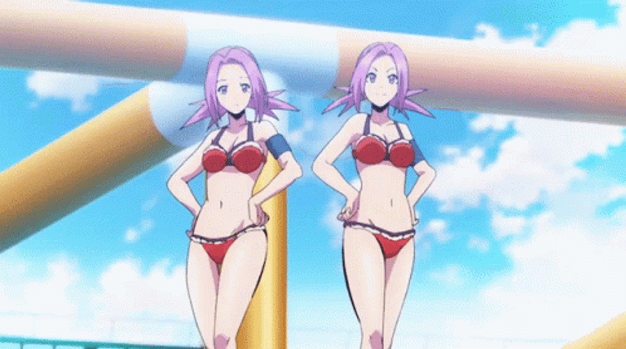 Sexy Twins Keijo Alluring Pose GIF