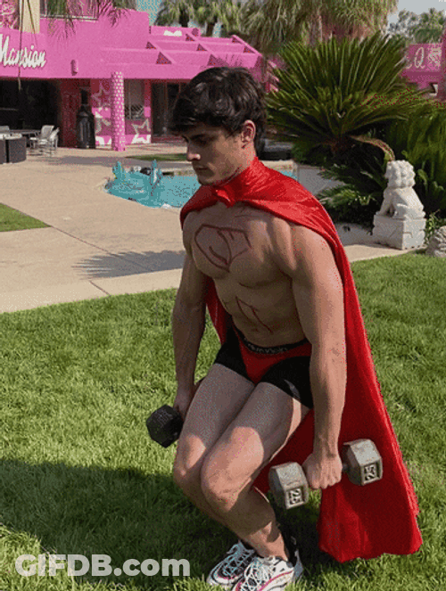 Sexy Workout Biceps Superman Strong Weights GIF