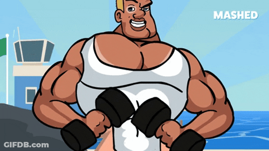 Sexy Workout Hunk Biceps Flex Cartoon GIF