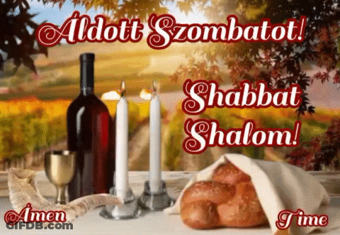 Shabbat Greeting Card With Bottle Of Wine GIF