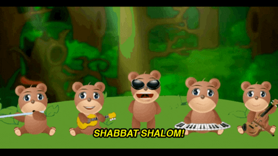 Shabbat Shalom Four Little Monkey Singing GIF