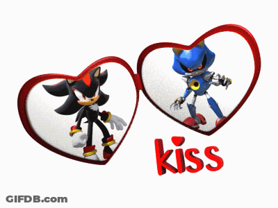 Shadow And Metal Sonic In Heart Kiss GIF