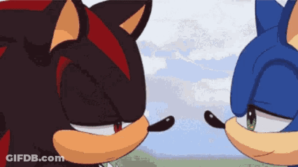 Shadow And Sonic Touch Noses GIF