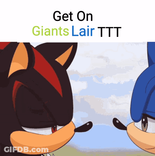 Shadow The Hedgehog And Sonic The Hedgehog Are Looking At Each Other With The Words Get On Giants Lair Ttt GIF