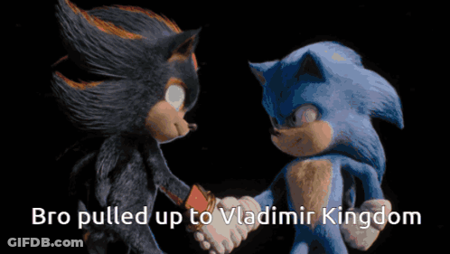 Shadow The Hedgehog And Sonic The Hedgehog Shake Hands With The Caption Bro Pulled Up To Vladimir Kingdom GIF