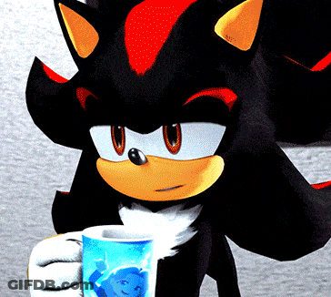 Shadow The Hedgehog From Sonic The Hedgehog Is Holding A Cup Of Coffee GIF