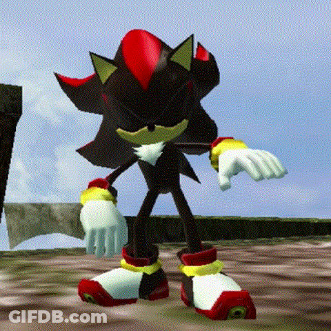 Shadow The Hedgehog From The Video Game Sonic The Hedgehog Is Standing On A Rocky Surface . GIF