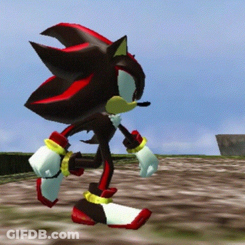 Shadow The Hedgehog From The Video Game Sonic The Hedgehog Is Walking Down A Dirt Road . GIF