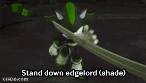 Shadow The Hedgehog Holding Sword Says Stand Down Edgelord Shade GIF