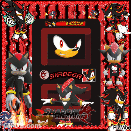 Shadow The Hedgehog On Red And Black Background GIF