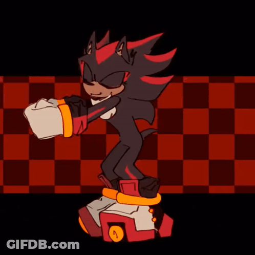 Shadow The Hedgehog On Red And Black Checkered Background GIF